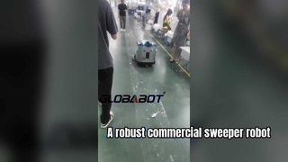  A robust commercial sweeper robot built to handle heavy dust and large debris in manufacturing plan