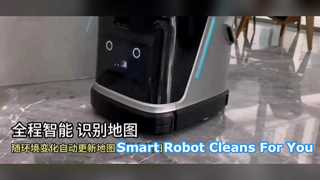 The autonomous commercial robot vacuum and scrubber features obstacle avoidance and drop sensors.